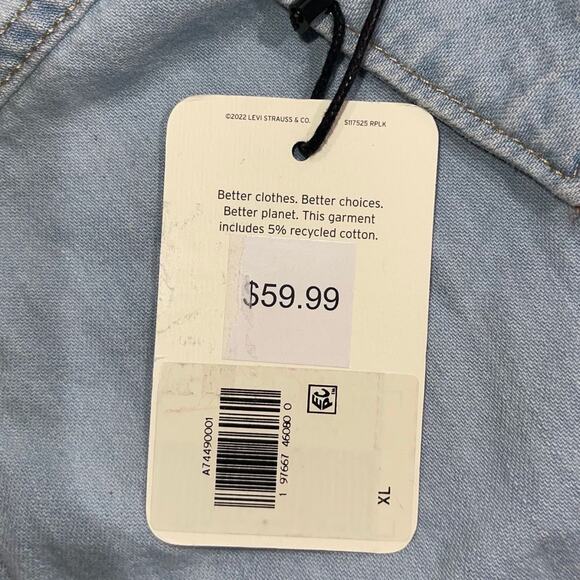 Levi's Heritage Short Sleeve Button up Romper XL Belt loops Jumper One Piece NWT - Picture 3 of 5